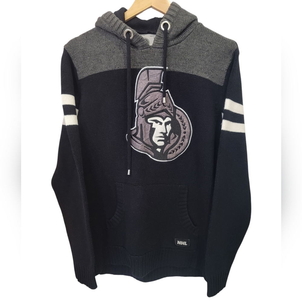 NHL by ILANCO Ottawa Senators Knit Hoodie Black Sens Pullover Sweater Me… - Picture 4 of 16